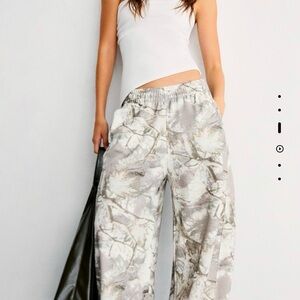 Bershka Printed Plush Barrel Pants
